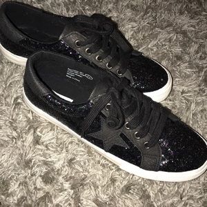 Not rated black glitter sneakers never worn- 8 1/2